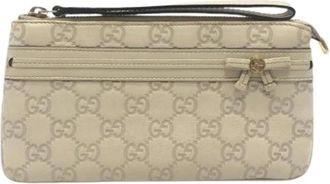 Gucci Pre-owned Vintage Clutch Bag - Dames - Vintage Clutch - Beige - ONE Size - Leer - Vintage