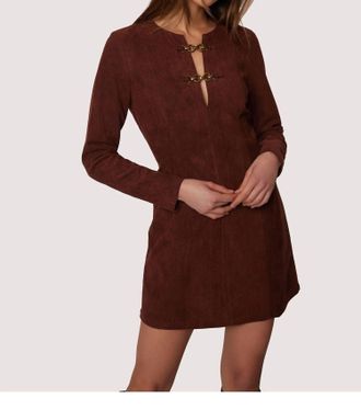 Lost + Wander Suede Long Sleeve Mini Dress In Espresso