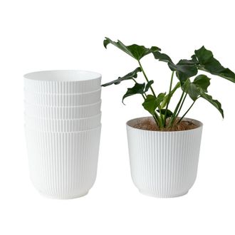 OEM Juego De 1 Maceta Decorativa De Pl&aacute;stico Mate Para Plantas, Blanca, 18 Cm X 16,5 Cm