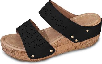 Generic Open Toe Thick Sole Womens Slippers For Daily Leisure Spring And Summer Comfortable Footwear With Breathable Design (Black, 6.5)