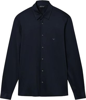 Emporio Armani Overhemden, Heren, Blauw, XL, Katoen, Buttoned Shirt