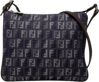 Fendi Pre-owned Denim Crossbody Bag - Dames - Vintage Schoudertas - Blauw - ONE Size - Denim - Vintage