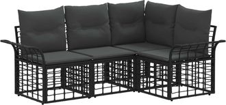 vidaXL Conjunto De Sof&aacute;s De Exterior 4 Uds. Negro Y Gris Oscuro Vidaxl