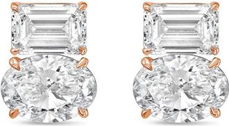 Diana M. Jewels 14kt rose gold 3.00 cts emerald and oval diamond earrings