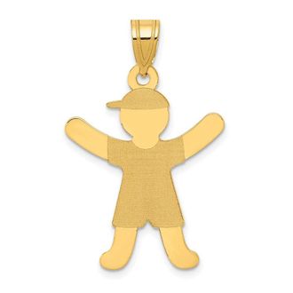 Diamond2Deal 14k Yellow Gold Laser Polished Boy with Hat Charm