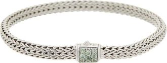 John Hardy Chain Silver Mixed Grey Sapphire Woven Bracelet