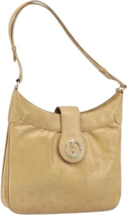Gucci Pre-owned Shoulder Bags, female, Beige, Size: ONE SIZE Pre-owned Leather Shoulder Bag
