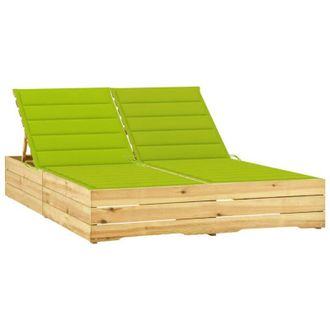 vidaXL Vidaxl - Tumbona Doble Y Cojines Verde Brillante Madera Pino Impregnada