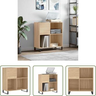 vidaXL Mobile per giradischi - Mobile Porta Dischi Rovere Sonoma 84,5x38x89 Legno Multistrato