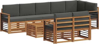 vidaXL Conjunto De Sof&aacute;s De Exterior 9 Uds. Natural Y Antracita Vidaxl