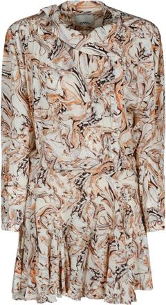 Isabel Marant Thayra Jurk met Asymmetrische Kraag - Dames - Korte kleedjes - Beige - S - Kleedjes
