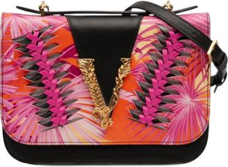 Versace Pre-owned Versace Calfskin Jungle Weave Virtus Satchel Ladies 9YVI05AYF215K3BS