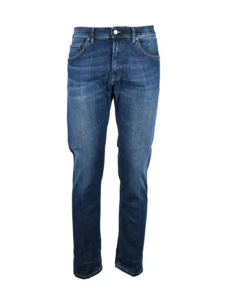 Dondup Blue Icon Zip Regular Fit Stretch Jeans