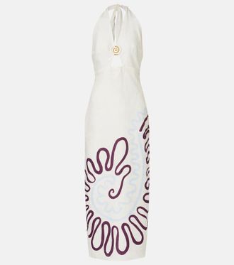 Cala de la Cruz Clara cutout printed linen maxi dress