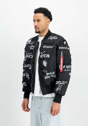 Alpha Industries Bomberjacke ALPHA INDUSTRIES MA-1 Peace, Herren, Gr. 3XL, schwarz, Obermaterial: 100% Nylon; Futter: 100% Nylon; F&uuml;llung: 100% Polyester, Jacken Bombe