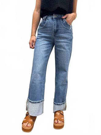 Flying Monkey High Rise Baggy Wide Leg Jeans In Med Wash
