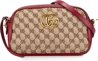 Gucci Pre-owned Gucci Small GG Marmont Matelasse GG Canvas and Leather Crossbody Ladies 447632 486628