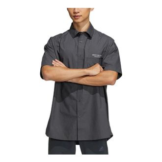 adidas Mens adidas Back Alphabet Printing Pattern Lapel Short Sleeve Gray Shirt HZ7033