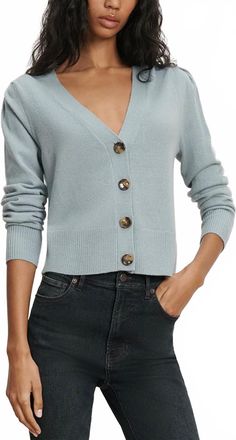 Veronica Beard Solene Cashmere Cardigan In Antique Light Blue