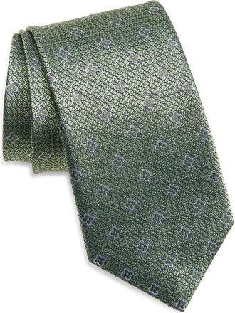 David Donahue Neat Silk Tie in Green at Nordstrom