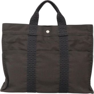 Herm&egrave;s Fourre-Tout Herline Fourre-Tout Herline Gray Canvas Bag (Pre-Owned)