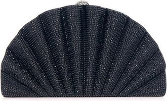 Judith Leiber Origami Fan Crystal Embellished Satin Clutch in Silver Jet at Nordstrom