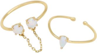 Ettika 18K Plated Opal Stackable Set Of 2 Rings