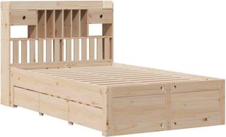 vidaXL Vidaxl - Cama Con Estanter&iacute;a Sin Colch&oacute;n Madera Maciza De Pino 135x190cm