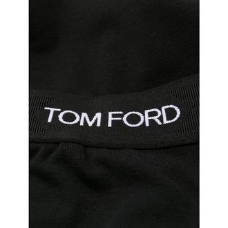 Tom Ford High Waist Logo-Waistband Cotton-Blend Leggings - Black