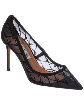 Aquazzura Nude 85 Mesh & Suede Pump