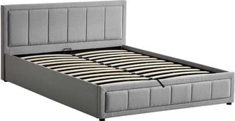 Home Discount Vanita King Ottoman Fabric Storage Bed with Gel Memory Foam Pocket Spring Mattress, Light Grey