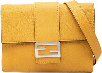 Fendi Pre-owned Fendi Leather Selleria Flat Baguette Crossbody Unisex H3S4M4RRRPMBN3VE