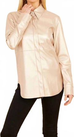 Dolce Cabo Womens Vegan Leather Shirt In Pale Gold