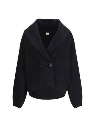 Toteme Shawl-Lapel Wool Cardigan - Black