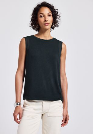 Street One Tr&auml;gertop STREET ONE, Damen, Gr. 40, gr&uuml;n (pine grove gr&uuml;n), Jersey, Obermaterial: 95% Viskose, 5% Elasthan, unifarben, l&auml;ssig geschnitten h&uuml;ftbedecke