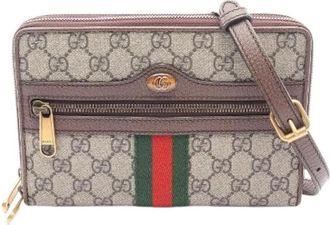 Gucci Pre-owned Ophidia GG Supreme Coated Canvas Shoulder Bag - Dames - Vintage Schoudertas - Bruin - ONE Size - Leer - Vintage