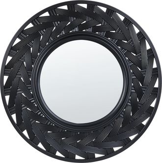 Beliani Espejo De Pared Negro 60 Cm Material Sint&eacute;tico Colgante Sala De Estar Tierga