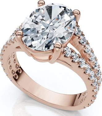 Pompeii3 Certified 3 1/2Ct Maribel Oval Diamond Engagement Ring 14k Gold or Pt Lab Grown