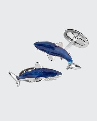 Jan Leslie Enamel Shark Cuff Links