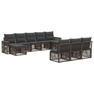 vidaXL Conjunto De Sof&aacute;s De Jard&iacute;n 10 Pcs Gris Y Gris Oscuro Vidaxl