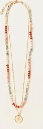 Fat Face FatFace Pink Layered Flower Necklace