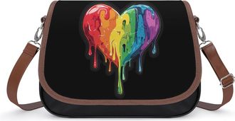 Generic Rainbow Hearts Gay Proud Small Womens Crossbody Bags Shoulder Handbag with Adjustable Strap for Travel
