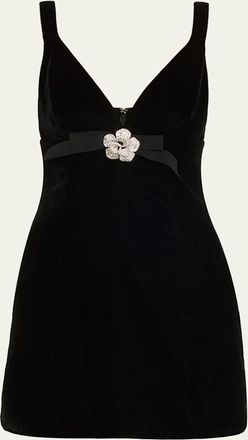 Cara Cara Gracie Velvet V-Neck Mini Dress