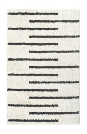 Jonathan Y Designs Alaro Berber Stripe Shag Area Rug in White/gray at Nordstrom, Size 3Ft 0In X 5Ft 0In