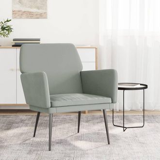 vidaXL Sill&oacute;n De Terciopelo Gris Claro 62x79x79 Cm Vidaxl