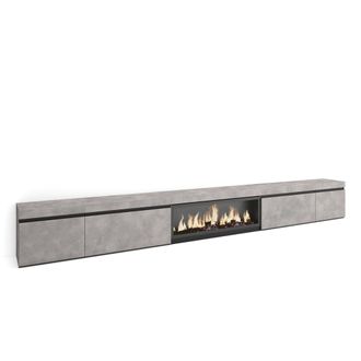Skraut Home Mueble Tv, Televisi&oacute;n, Muebles De Sal&oacute;n, Almacenaje, 368x45x35, Chimenea El&eacute;ctrica Xxl, Estilo Moderno, Gris Cemento - Skraut Home