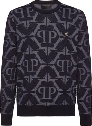 Philipp Plein Heren, Truien, Blauw, Maat: 4XL Zijde