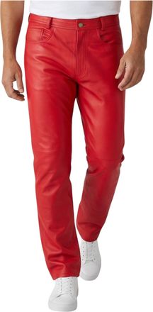 Infinity Leather Mens Red Lamb Leather 501 Biker Jeans - Legacy