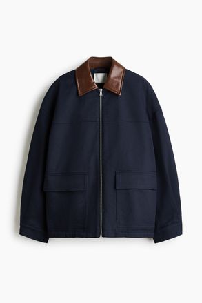 H&M Oversized Jacke aus Twill - Marineblau