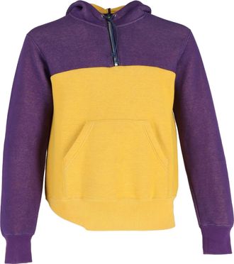 sacai Pre-owned Mens Colorblock Hooded Sweatshirt in Purple and Yellow Cotton - Size Small